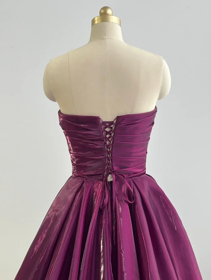 OIMG Elegant Strapless A Line Prom Gowns Shiny Backless Pleated Party Gown Floor Length Evening Dress 2026 Customized