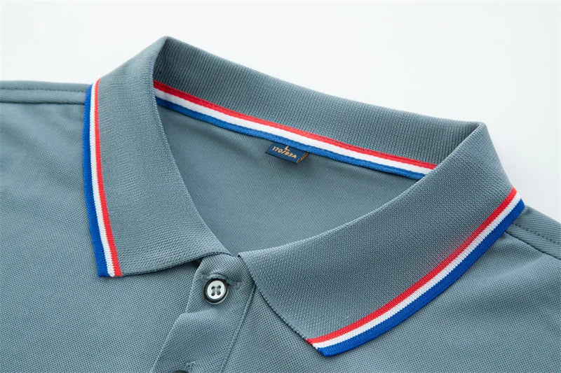 Camisa Polo Masculina Casual Cor Sólida - Manga Curta Versátil Verão