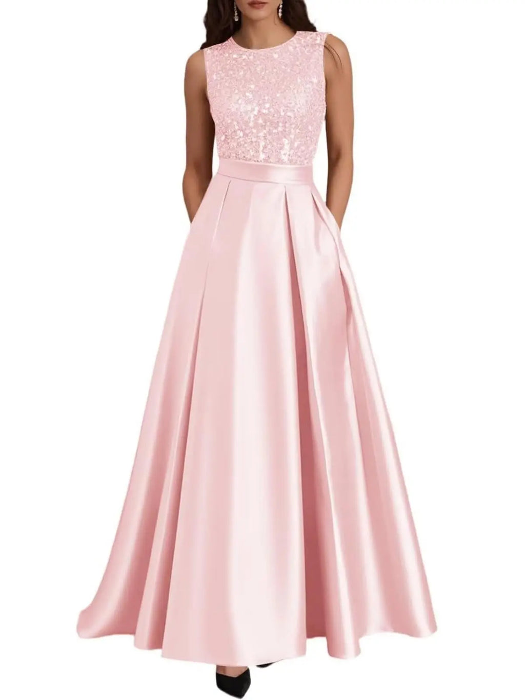 Customized Modern Sequins Mother of the Bride Dress Satin A-Line Evening Party Gowns Lace Applique Formal Wedding Guest Dresses