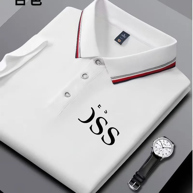 2026 men's multi color lapel shirt with trendy print, striped collar, summer breathable casual business top