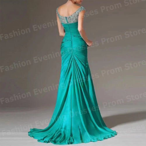 2025 Charming Women Evening Dresses Mermaid Sexy V Neck Prom Gowns Customized Beaded Formal Party Pleated Vestidos Para Mujer