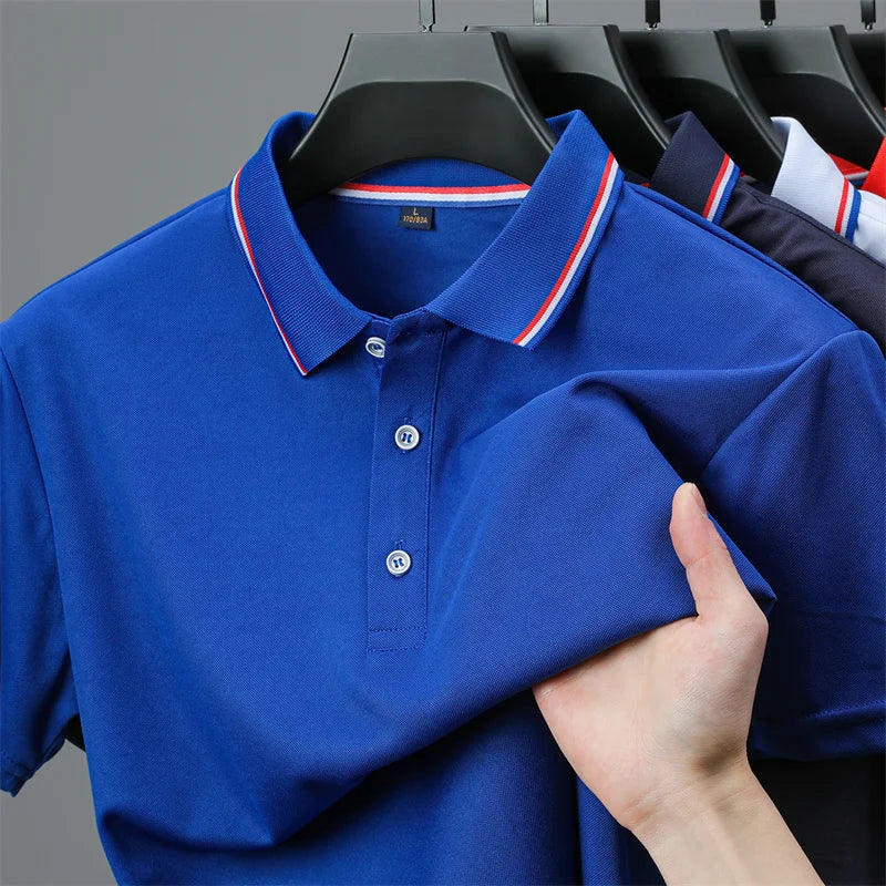 Camisa Polo Masculina Casual Cor Sólida - Manga Curta Versátil Verão