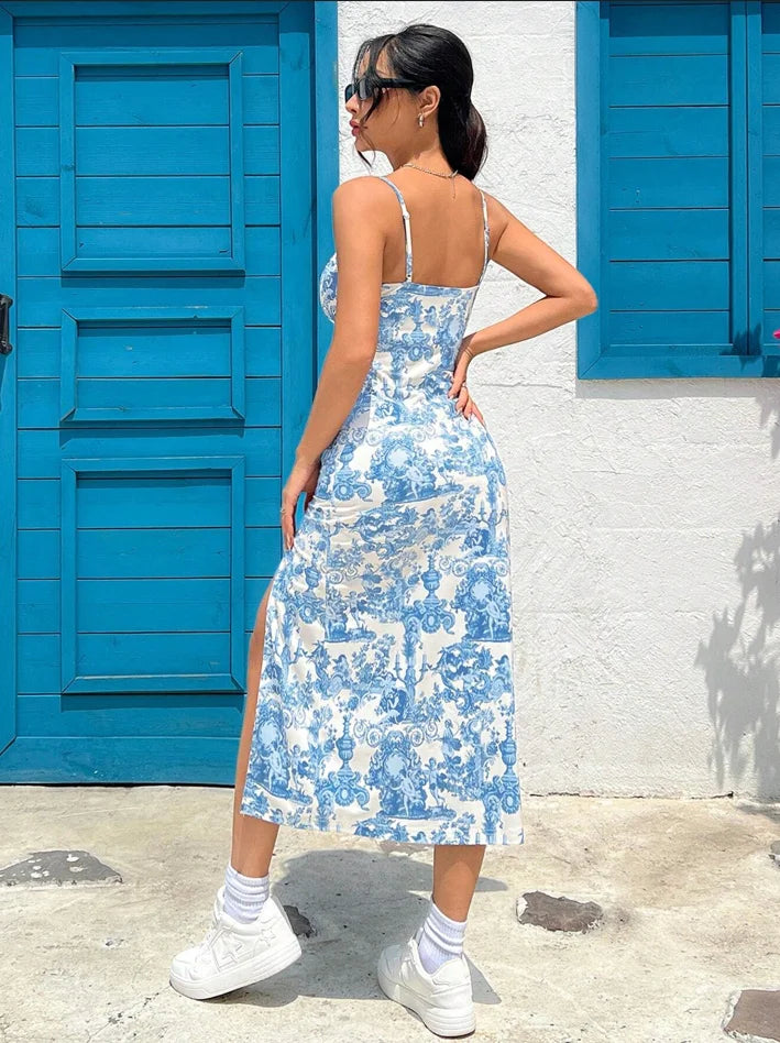 Vestido Longo - Estampa Margarida e Leopardo Maxi