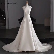 White Satin Bride Dress Elegant Embroidery Lace Formal Evening Summer Dresses for Women Sexy Backless Long Wedding Party Dress