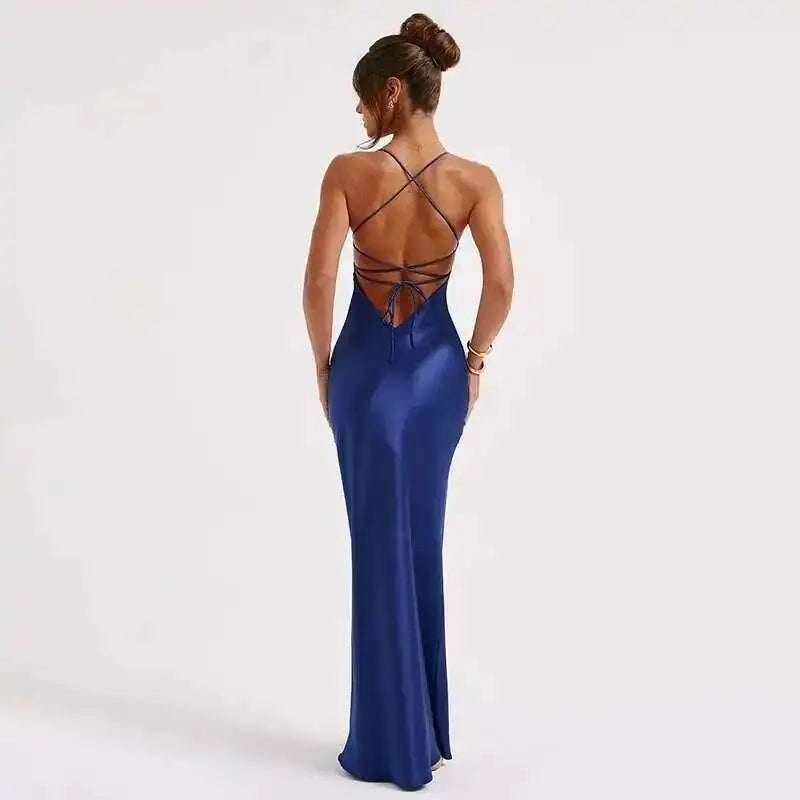 Avrilyaan Satin Backless Slim Sexy Dress Women 2024 Bodycon Long Summer Dress Mermaid Elegant NightClub Party Dresses Vestidos