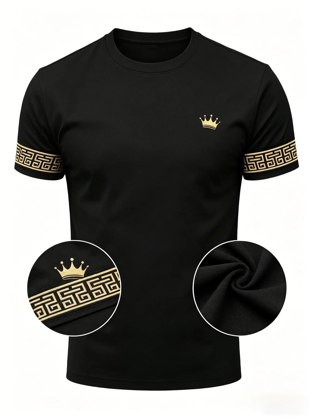 Camiseta Masculina Preta e Dourada com Estampa "King" - Luxo e Personalidade