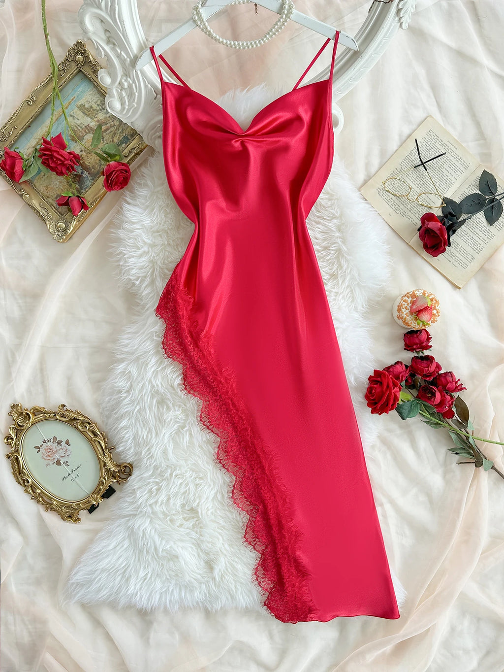 Pijama Feminino de Renda com Camisola Longa e Confortável