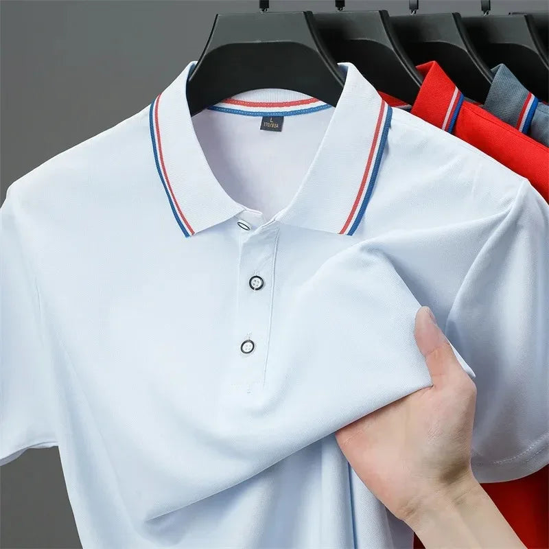 Camisa Polo Masculina Casual Cor Sólida - Manga Curta Versátil Verão