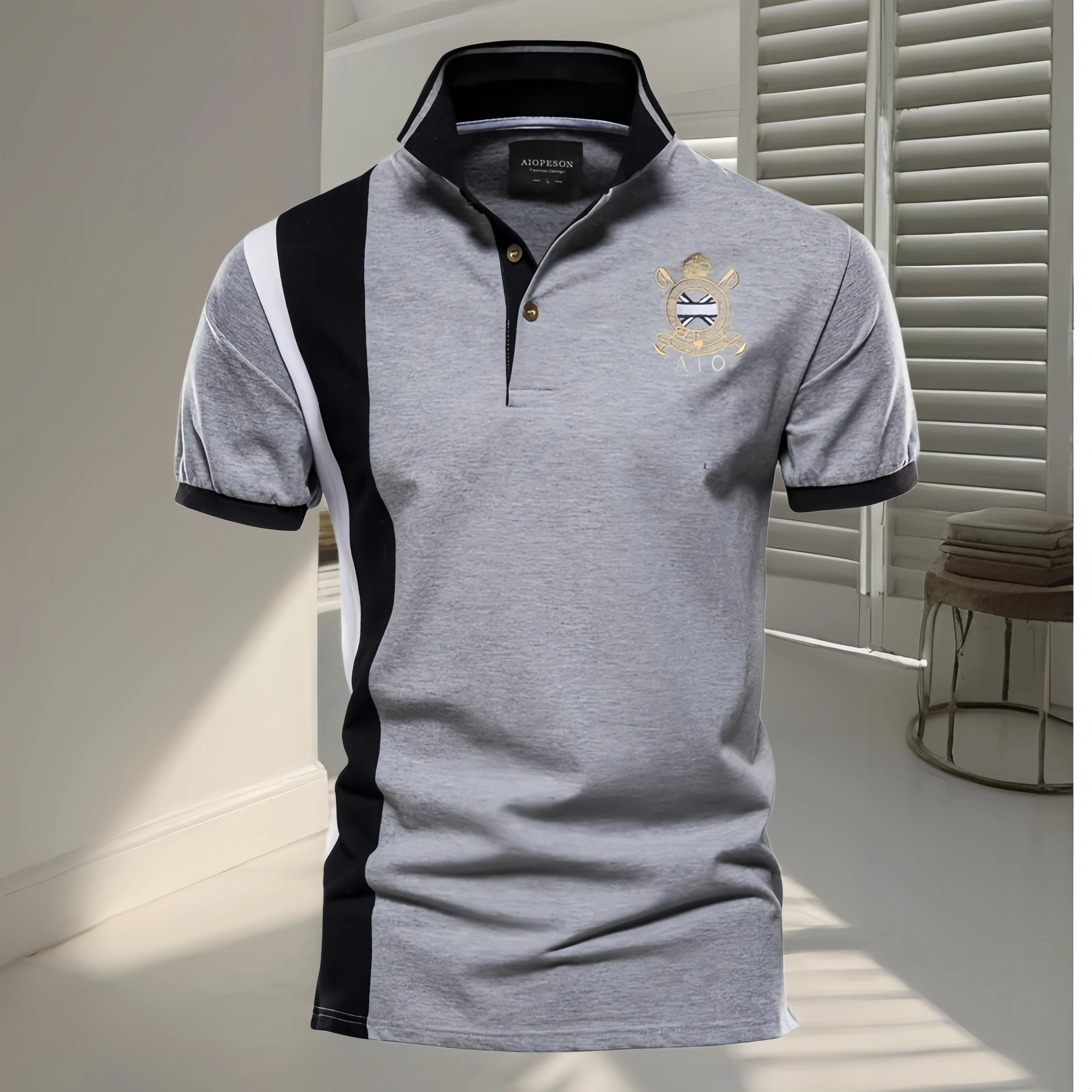 Camisa Polo Masculina de Algodão Puro com Bordado - Slim Fit Golf Casual