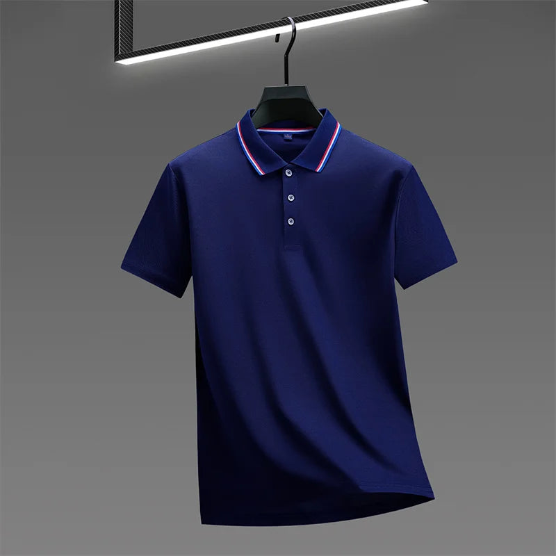 Camisa Polo Masculina Casual Cor Sólida - Manga Curta Versátil Verão