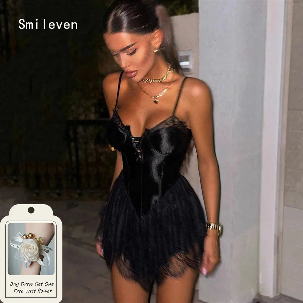 Smileven Luxury A Line Short Prom Dress Lace Elegant Gowns for Gala Party Spaghetti Strap Evening Dress Customized 2026