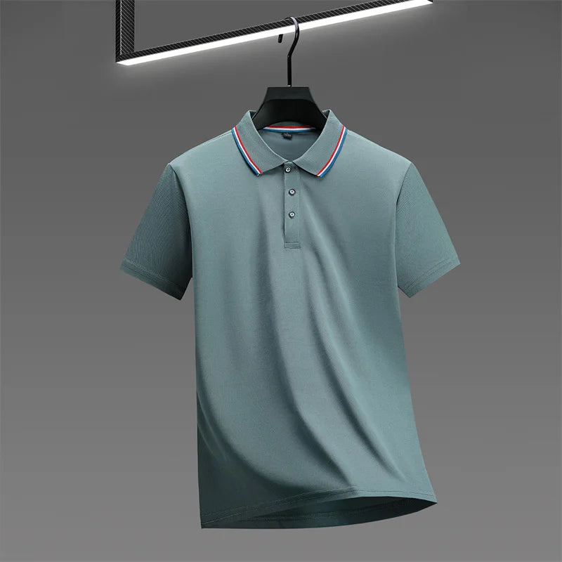 Camisa Polo Masculina Casual Cor Sólida - Manga Curta Versátil Verão