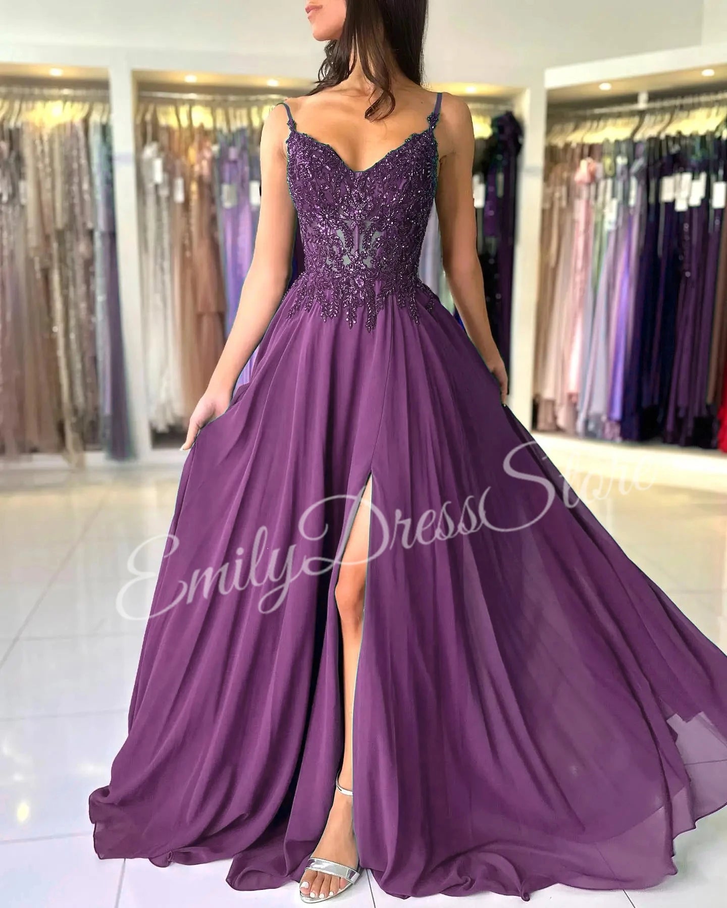 Green Chiffon Evening Dress Women Elegant Applique Suspenders Deep V-neck Backless Bridal Formal Long Ball Gowns Pageant Dress