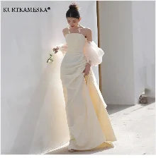 White Satin Bride Dress Elegant Embroidery Lace Formal Evening Summer Dresses for Women Sexy Backless Long Wedding Party Dress