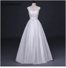 White Satin Bride Dress Elegant Embroidery Lace Formal Evening Summer Dresses for Women Sexy Backless Long Wedding Party Dress
