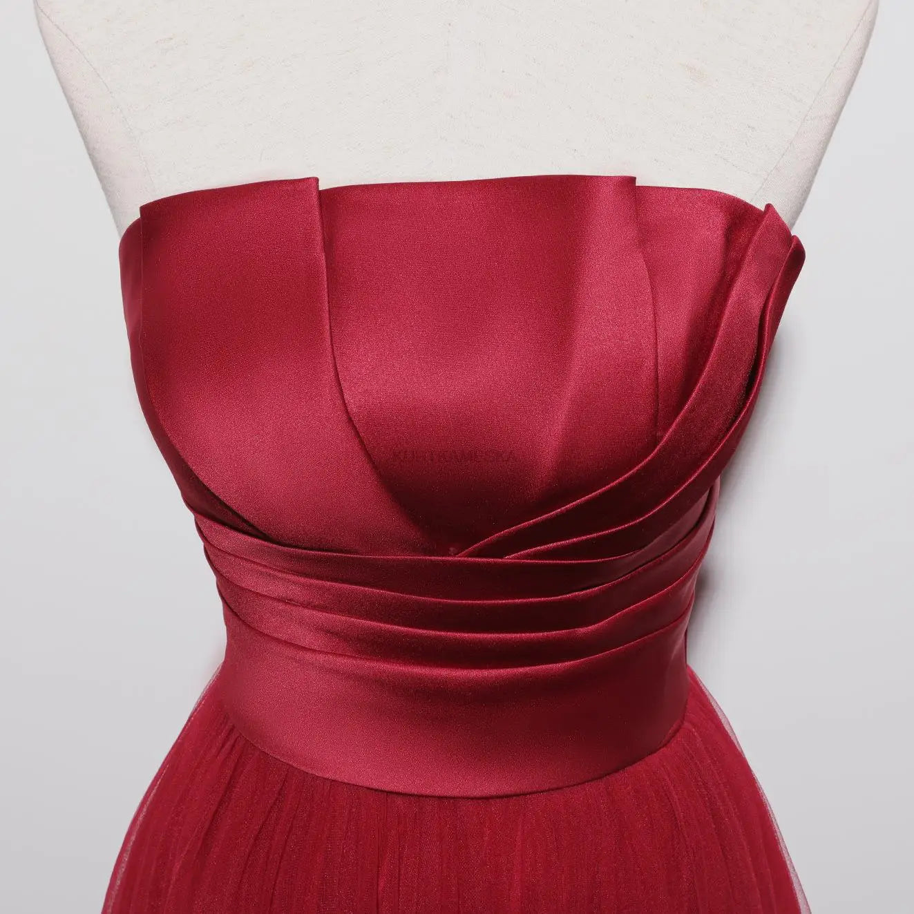 Satin Strapless Evening Prom Dresses for Women Summer 2026 Elegant Sexy Ruched Mesh Long Formal Party Show Host Dress Vestidos
