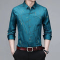 Camisa Masculina Manga Longa Estampada - Sem Amassado Business Casual