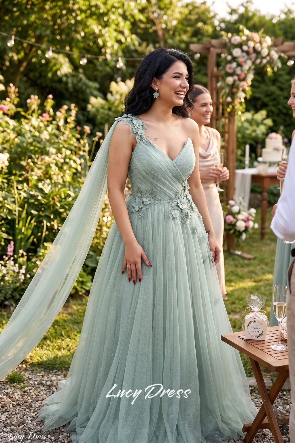 Lucy Light Green Party Evening Dress Mesh Grace Eid Al-fitr Line A Prom Dresses 2024 Ball Gowns Formal Wedding Long Customized