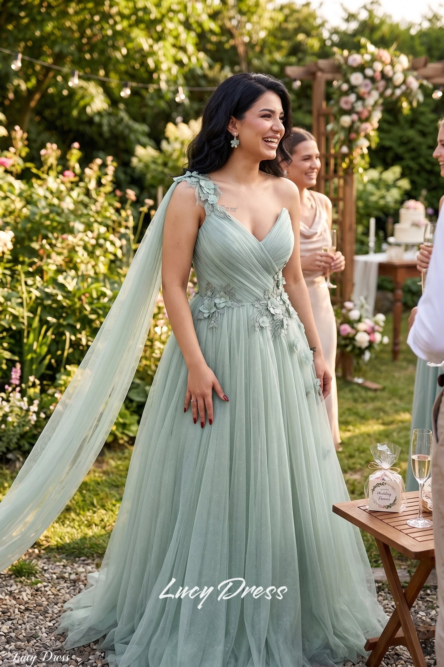 Lucy Light Green Party Evening Dress Mesh Grace Eid Al-fitr Line A Prom Dresses 2024 Ball Gowns Formal Wedding Long Customized