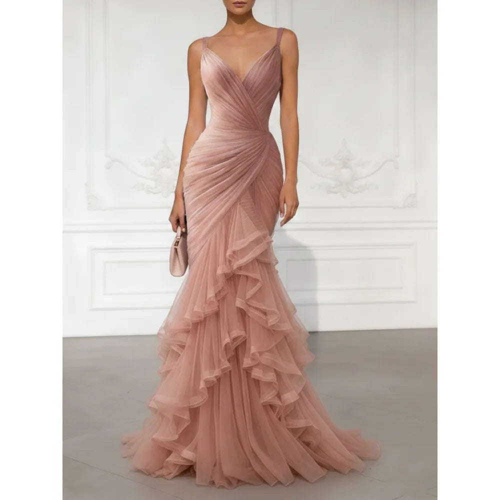 Customized Mermaid Mother of Birde Dresses 2026 for Women Wedding Tiered Ruffles Elegant Evening Dress Layered Tulle Prom Gowns