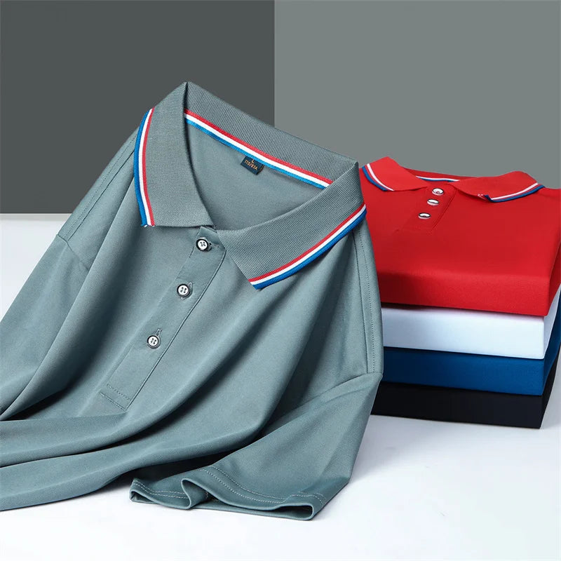 Camisa Polo Masculina Casual Cor Sólida - Manga Curta Versátil Verão