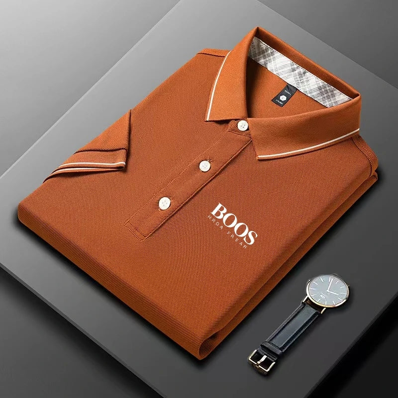 New Style Embroidered Men's High-end Summer Loose Short-sleeved POLO Shirt, Casual and Fashionable Top
