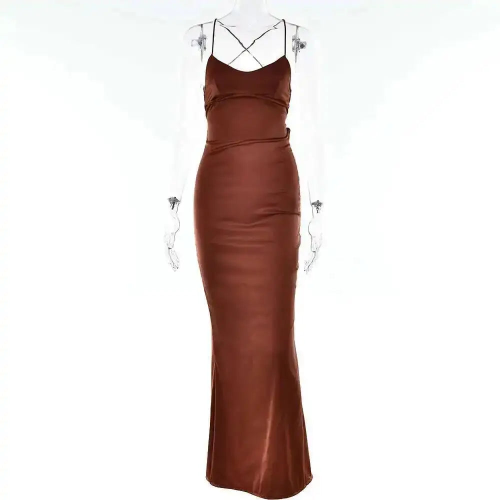 Avrilyaan Satin Backless Slim Sexy Dress Women 2024 Bodycon Long Summer Dress Mermaid Elegant NightClub Party Dresses Vestidos