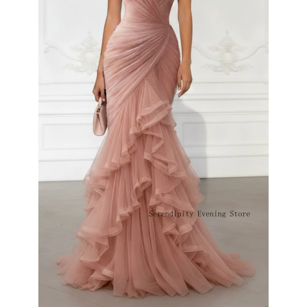 Customized Mermaid Mother of Birde Dresses 2026 for Women Wedding Tiered Ruffles Elegant Evening Dress Layered Tulle Prom Gowns