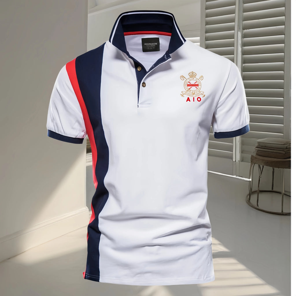 Camisa Polo Masculina de Algodão Puro com Bordado - Slim Fit Golf Casual