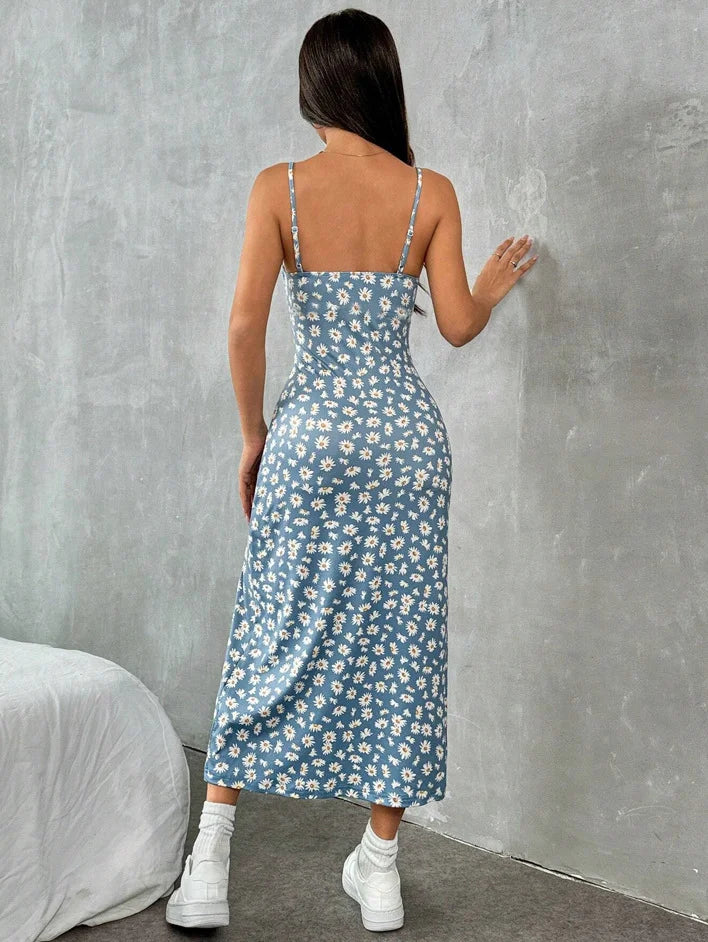 Vestido Longo - Estampa Margarida e Leopardo Maxi