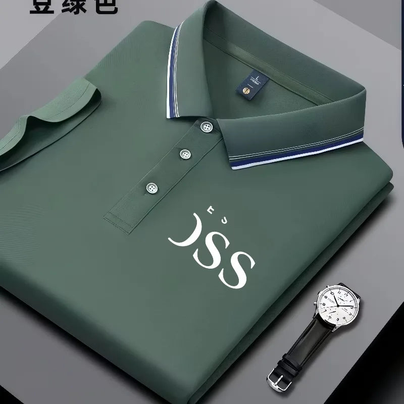 2026 men's multi color lapel shirt with trendy print, striped collar, summer breathable casual business top