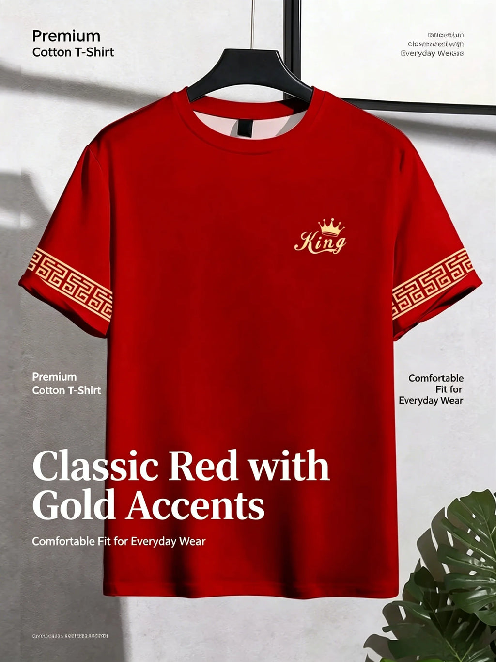 Camiseta Masculina Preta e Dourada com Estampa "King" - Luxo e Personalidade