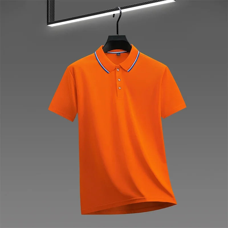 Camisa Polo Masculina Casual Cor Sólida - Manga Curta Versátil Verão