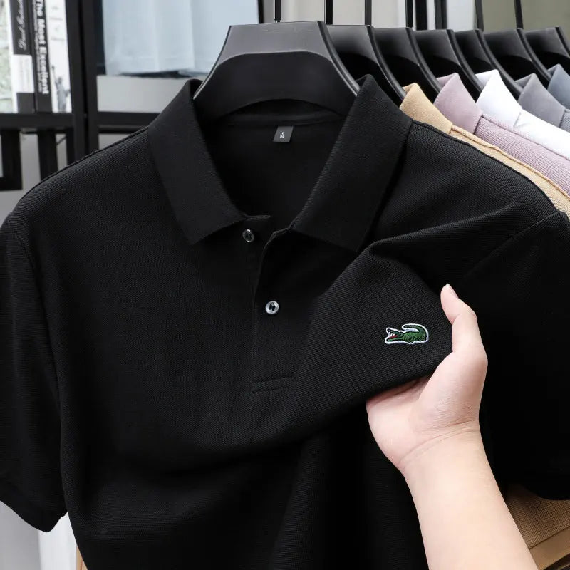 Summer New Luxury Brand Embroidered Logo Polo Shirt for Men, 100% Pure Cotton, Breathable Casual Business Short-Sleeve T-Shirt