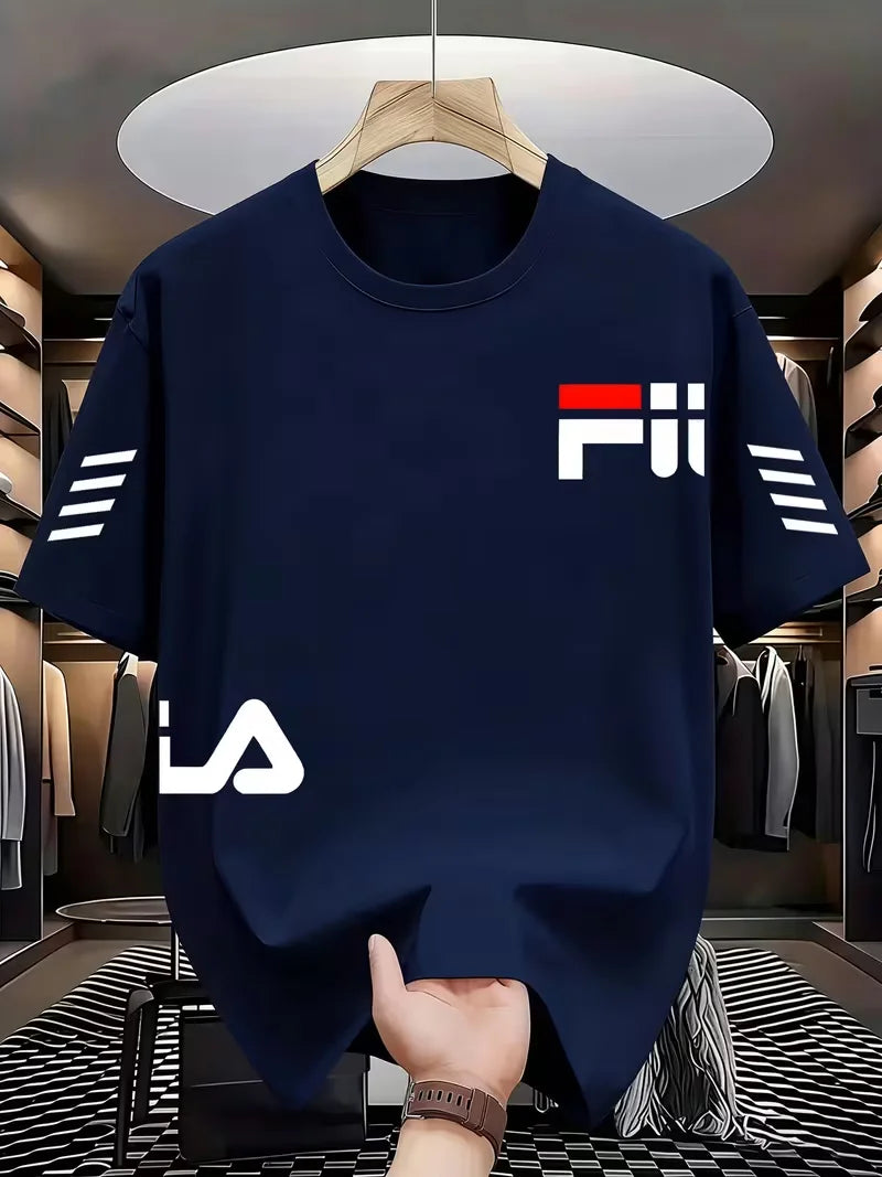 Men's Mesh Fashion Round Neck Fashion Street Style Pattern T-shirt - Pattern Printed Casual Fashion Comfortable Fabric