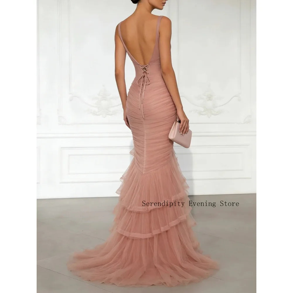 Customized Mermaid Mother of Birde Dresses 2026 for Women Wedding Tiered Ruffles Elegant Evening Dress Layered Tulle Prom Gowns