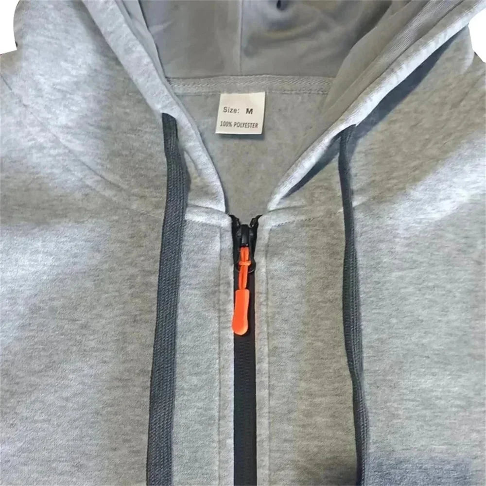 Men's New Autumn and Winter Multi-pocket Zipper Long-sleeved Hoodie + Sports and Leisure Pants Two-piece Fitness Jogging Suit
