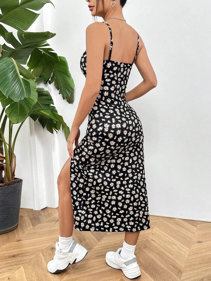 Vestido Longo - Estampa Margarida e Leopardo Maxi