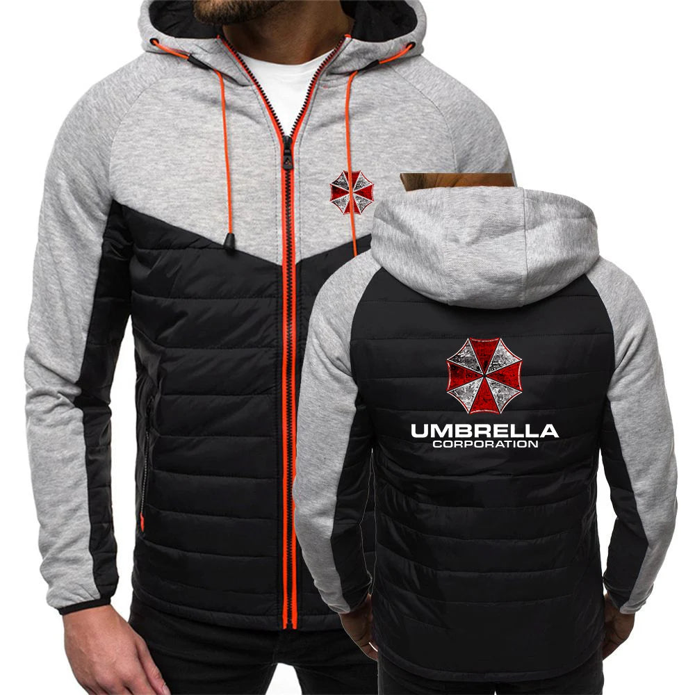 2025 Spring And Autumn Man's Zipper Drawstring Hooded Jacket Coat Umbrella Corporation Graphic Logo Print Simple Style Hoodies