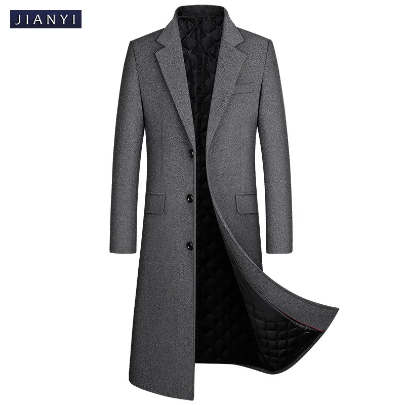 Men X-Long Woolen Blends Overcoats Cashmere Trench Coats Long Jackets New Winter Male Business Casual Wool Trench Coats Size XXL