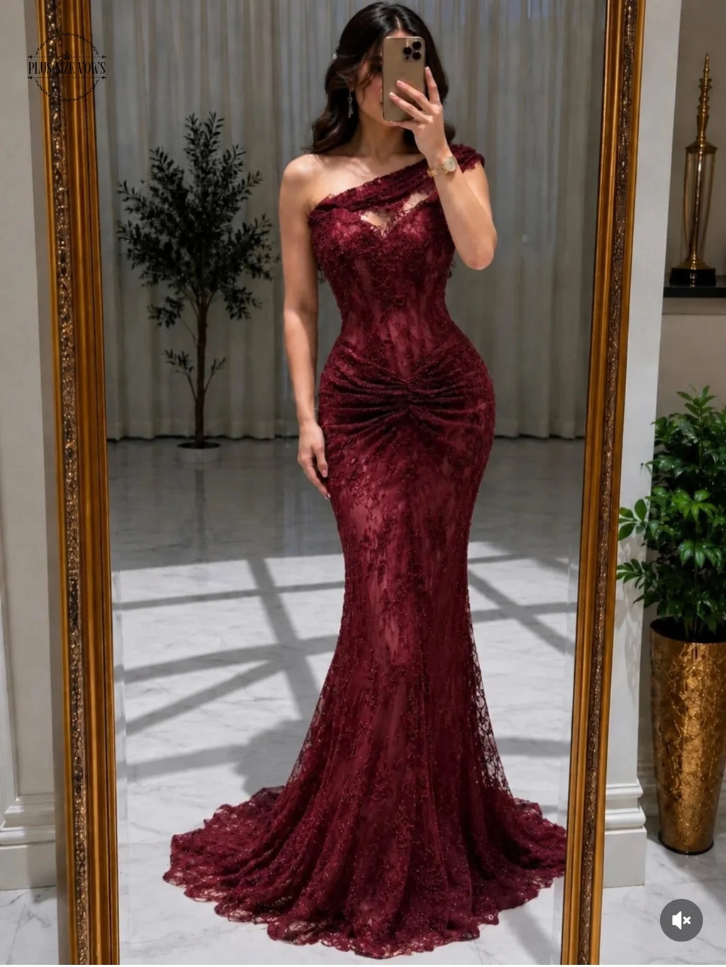 Burgundy Mermaid Evening Dress One-Shoulder Wedding Party Dresses 2026 Lace Beaded Elegant Women's Dress Formal Gown Dresses