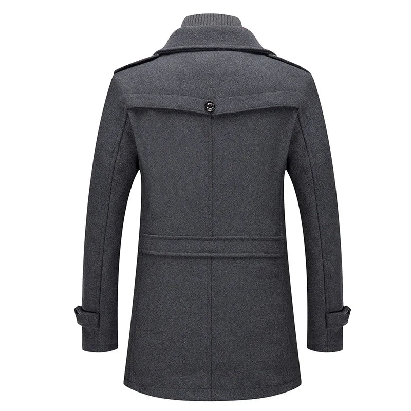 Winter Men's Thick Jacket, Business Casual Outwear, Asian Size Coat, Multiple Pockets Wool & Blends