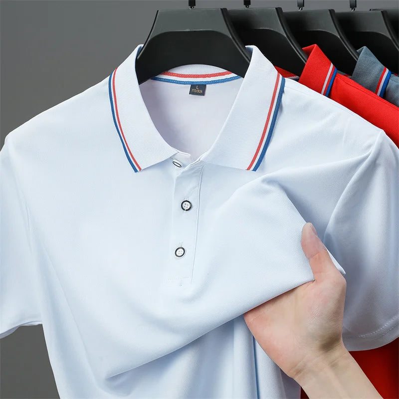 Camisa Polo Masculina Casual Cor Sólida - Manga Curta Versátil Verão