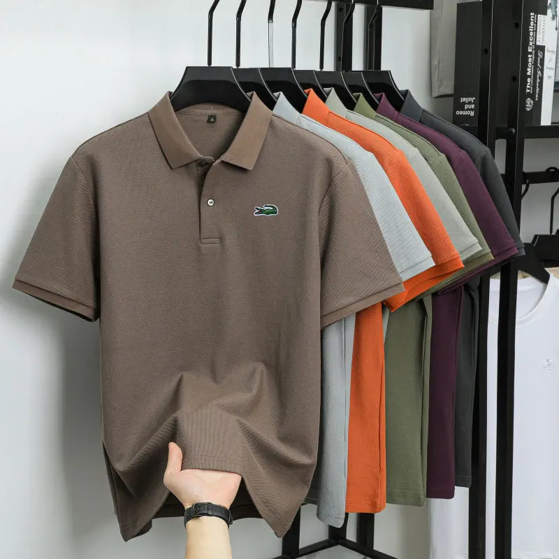 Summer New Luxury Brand Embroidered Logo Polo Shirt for Men, 100% Pure Cotton, Breathable Casual Business Short-Sleeve T-Shirt