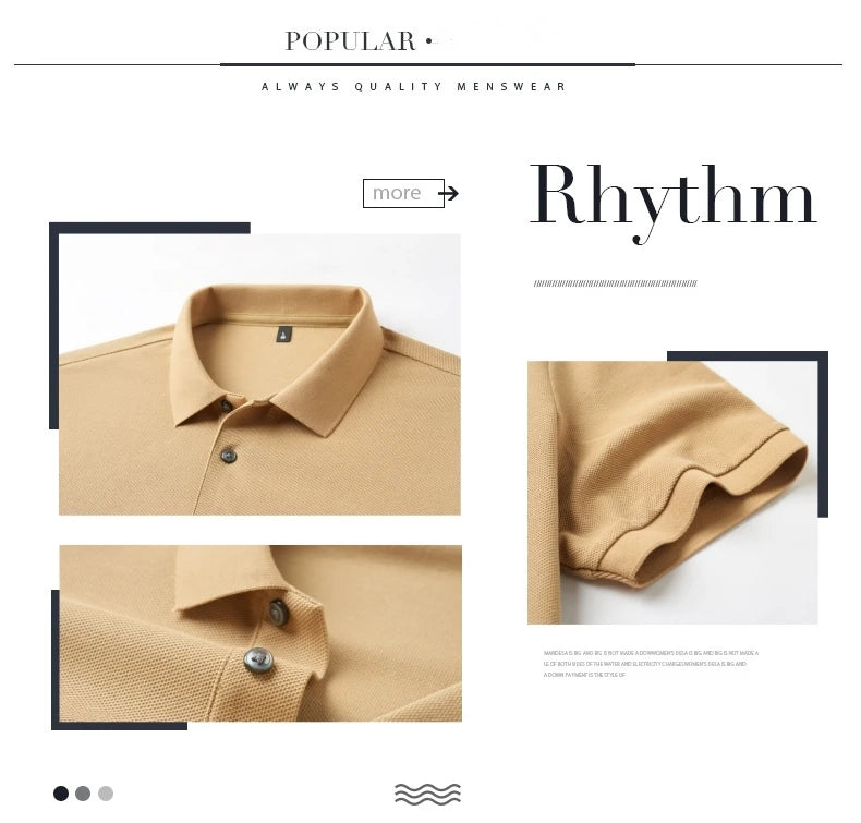 Summer New Luxury Brand Embroidered Logo Polo Shirt for Men, 100% Pure Cotton, Breathable Casual Business Short-Sleeve T-Shirt