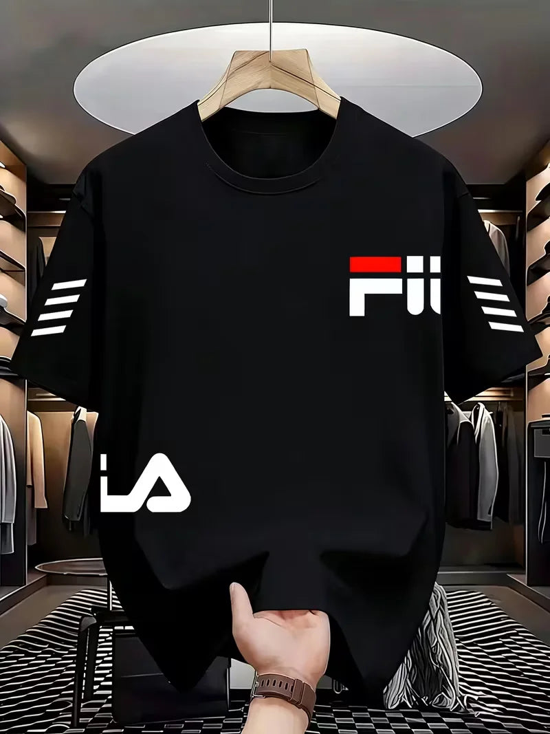 Men's Mesh Fashion Round Neck Fashion Street Style Pattern T-shirt - Pattern Printed Casual Fashion Comfortable Fabric