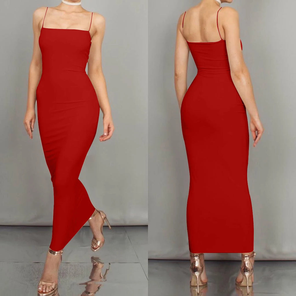 Vestido Longo Feminino com Alças - Sexy Suspensório Clube Verão