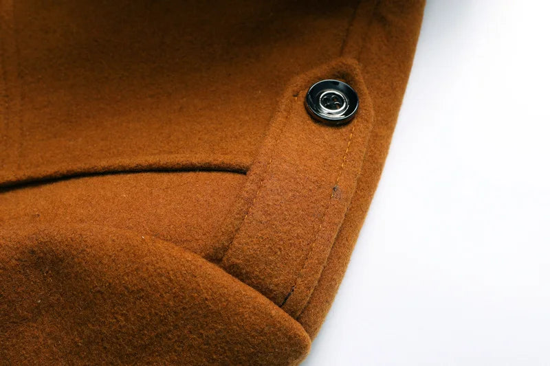 Men's Wool Overcoat Winter Business Coat Double Collar Warm Trench Coat for Men Cold Resistant Classic Long Jacket