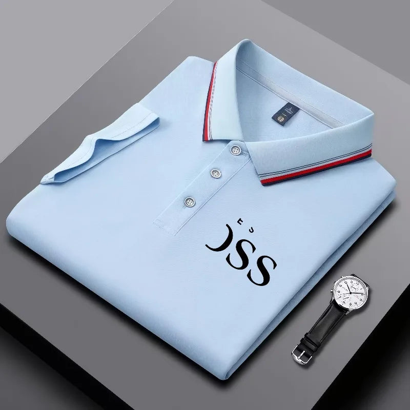 2026 men's multi color lapel shirt with trendy print, striped collar, summer breathable casual business top