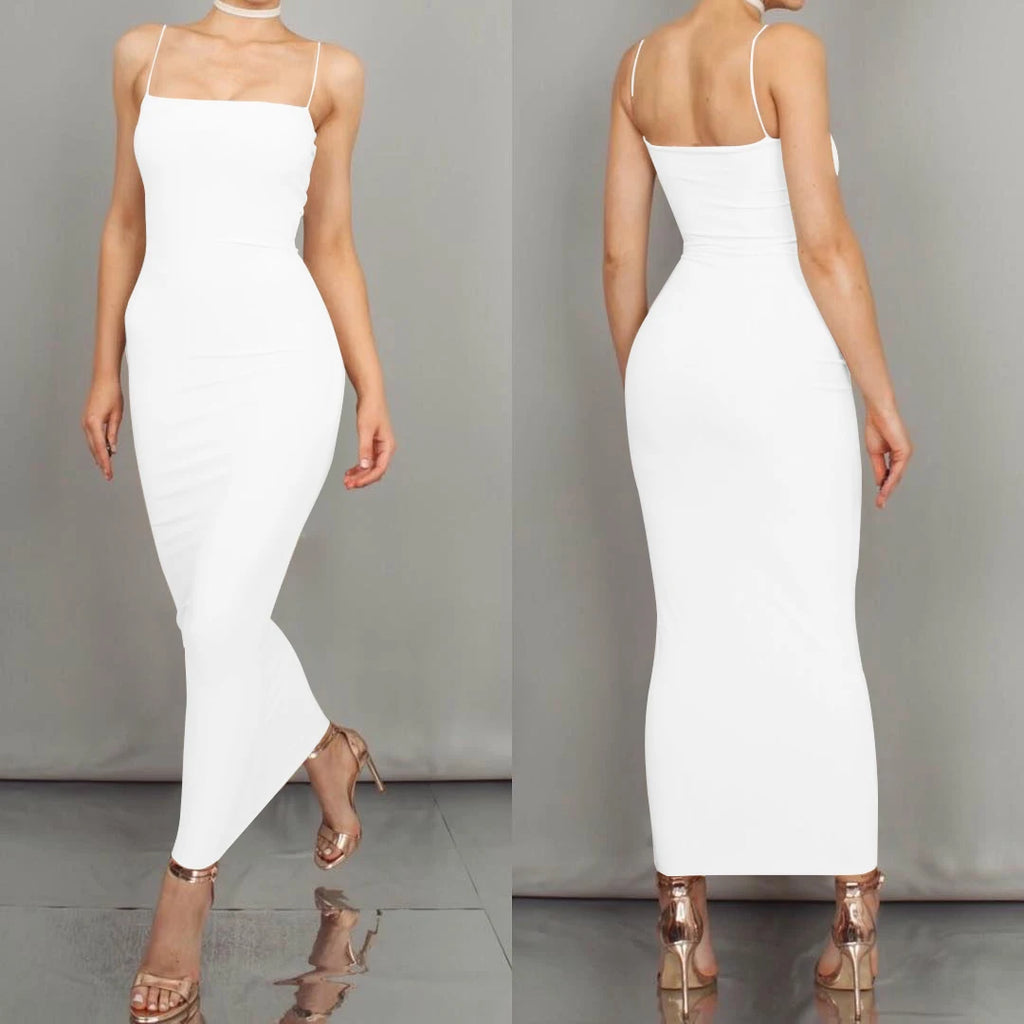 Vestido Longo Feminino com Alças - Sexy Suspensório Clube Verão